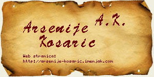 Arsenije Košarić vizit kartica